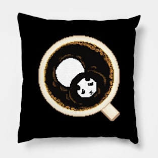 Black coffee and panda Pillow