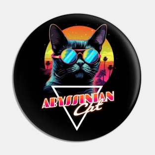 Retro Wave Abyssinian Cat Miami Shirt Pin