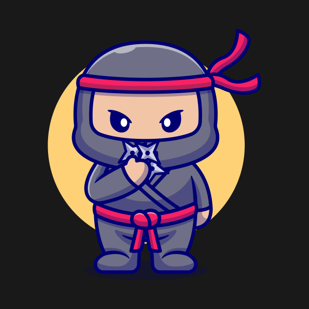 Cute Ninja With Shuriken Cartoon by Catalyst Labs