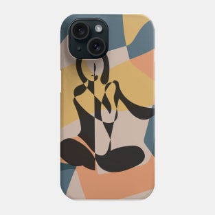 Woman Silhouette Art, Abstract Minimalist Colorful Shapes Phone Case