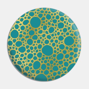 Gold Teal Blue Hand Drawn Geometric Circles Pattern Pin