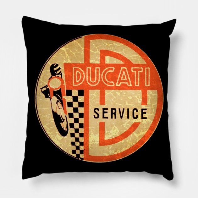 Vintage Ducati Motorcycle Service Pillow by Midcenturydave