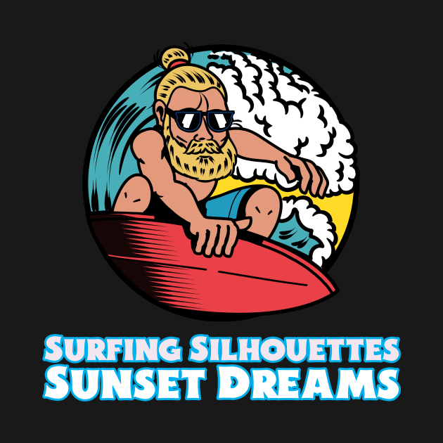 Beach Surfing Surfing Silhouettes, Sunset Dreams by storeglow