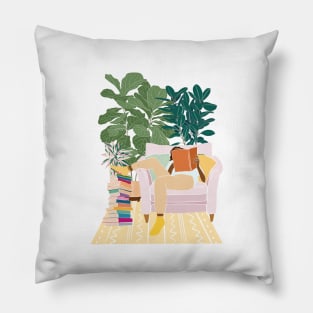 Book Lover illustration, Reading Pillow