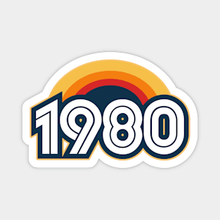 Vintage 1980 Retro Graphic Design - Classic 80s Rainbow Logo Magnet