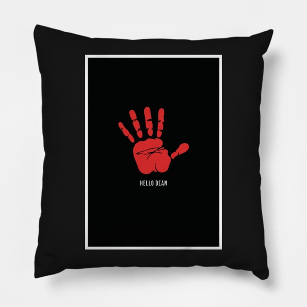 Hello Dean-Cas hand print Pillow by erandall