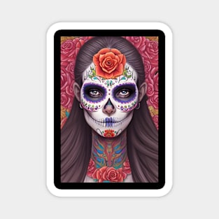 Sugar Skull Art - Featuring Woman in Skull Makeup Magnet