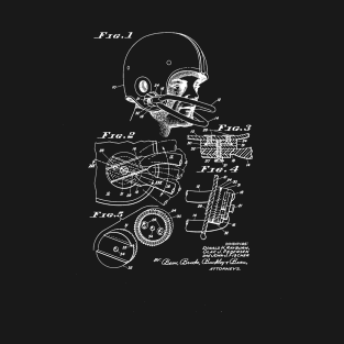 Football Helmet Vintage Patent Drawing Funny Novelty T-Shirt