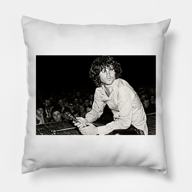 Jim on Stage Psychedelic Rock Art Print Rock Music Legends Pillow by ZiggyPrint