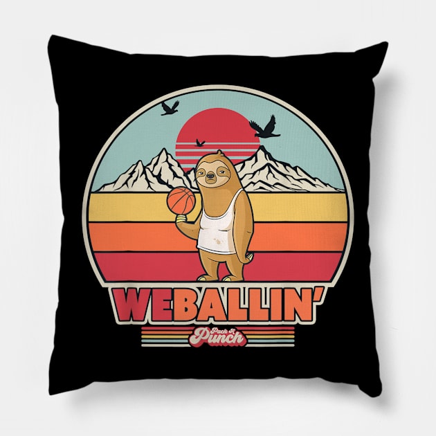 Sloth playing basketball Pillow by koshernext