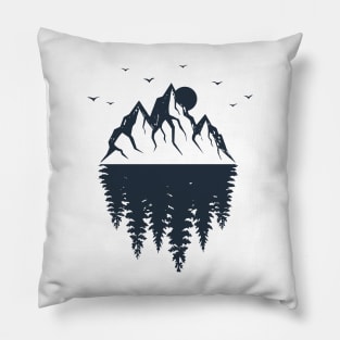 Mountains And Forest. Double Exposure. Geometric Style Pillow