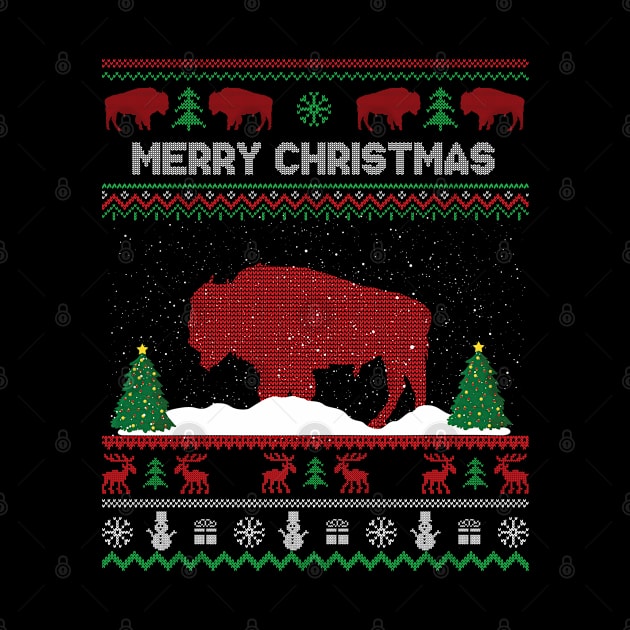 Bison Ugly Christmas Sweater Santa Bison Christmas Gift by kalponik