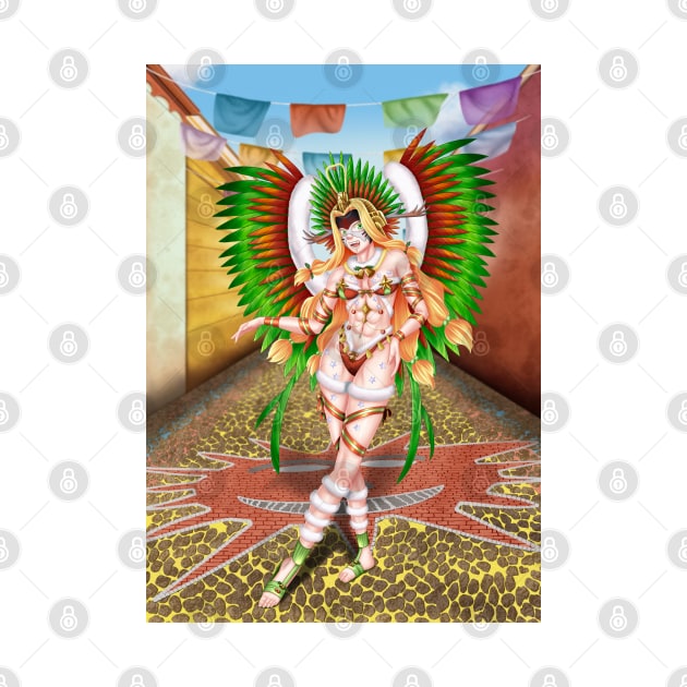 Christmas Quetzalcoatl Rudos Mask Background by Antonydraws