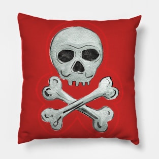 Skull crossbones watercolor Pillow