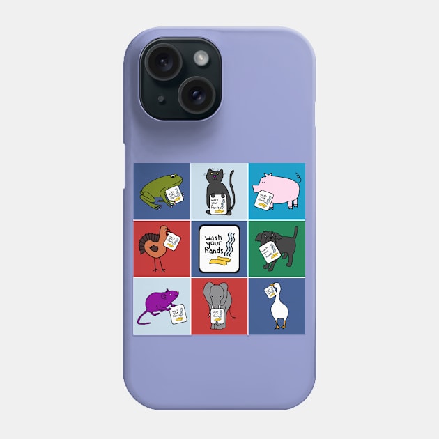 Cute Animals say Wash Your Hands Phone Case by ellenhenryart