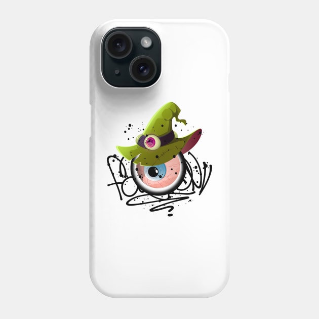 Monster Eye Witch with Blue hat Graffiti Phone Case by Mister Graffiti