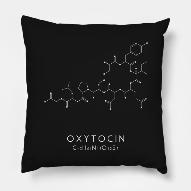 Oxytocin Molecular Structure - Black Pillow by typelab