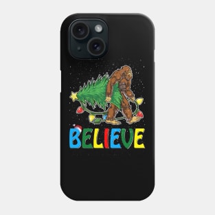 Believe Bigfoot Christmas Gifts For Men Boys Girls Funny Christmas T-Shirt ver2 Phone Case