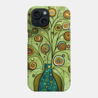 Cute Abstract Flowers in a Turquoise Vase Still Life Painting Phone Case