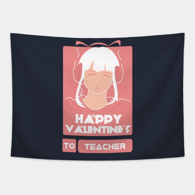 Girls in Happy Valentines Day to Teacher Tapestry by AchioSHan