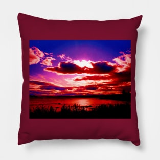 Sunset over the Penobscot River Maine Pillow