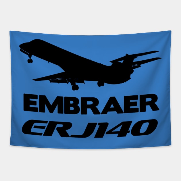 Embraer ERJ140 Silhouette Print (Black) Tapestry by TheArtofFlying