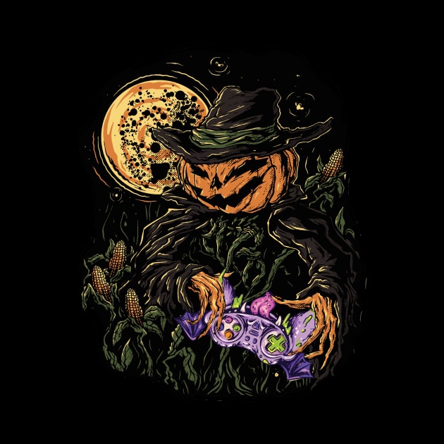 Jack O Lantern Scarecrow Halloween Gamer Spooky Design by UNDERGROUNDROOTS