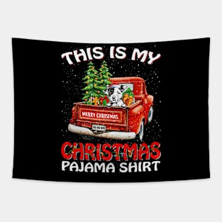 This Is My Christmas Pajama Shirt Pit Bull Truck Tree Tapestry