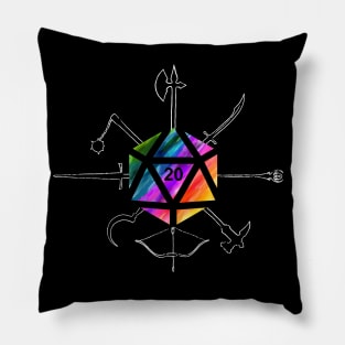 Veni. Vidi. Nat20. - rainbow & white - LGBTQ+ ttrpg dice Pillow