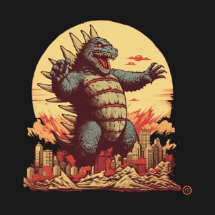 Retro Godzilla Vintage Kaiju Japan City T-Shirt