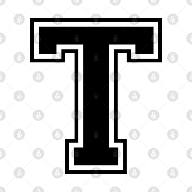 Initial Letter T - Varsity Style Design - Black text by Hotshots