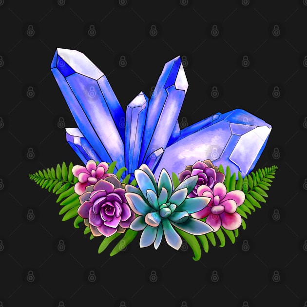 Blue Crystal and Colorful Succulents by Kraina