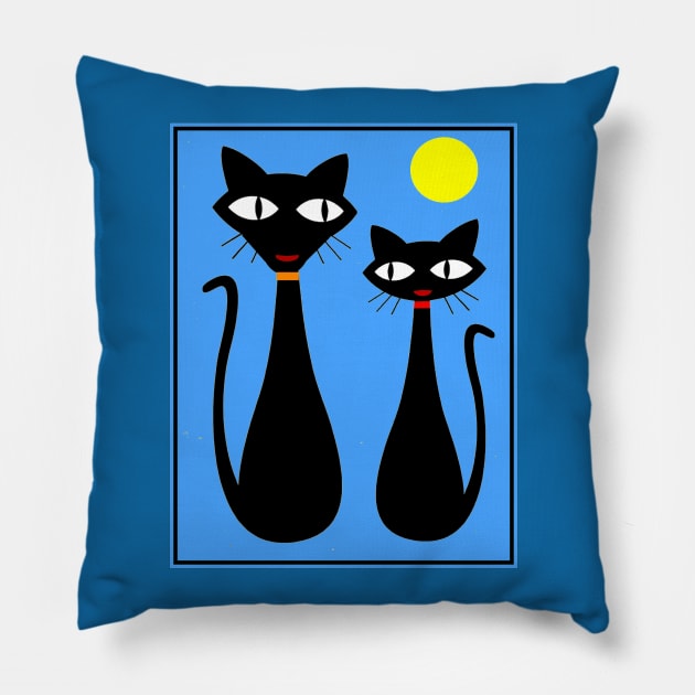 Cat Couple Whimsical Comic Surreal Print Pillow by posterbobs