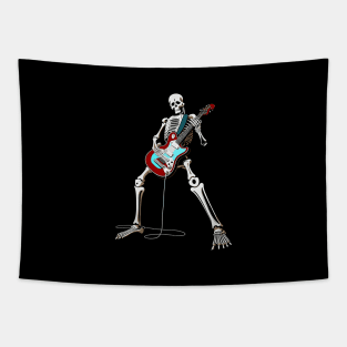 Skeleton Guitar Player, Playing Rock And Roll, Heavy Metal band T-Shirt Tapestry