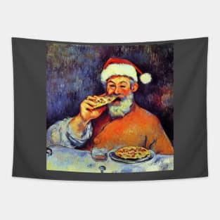 Santa is hungry for pizza Tapestry