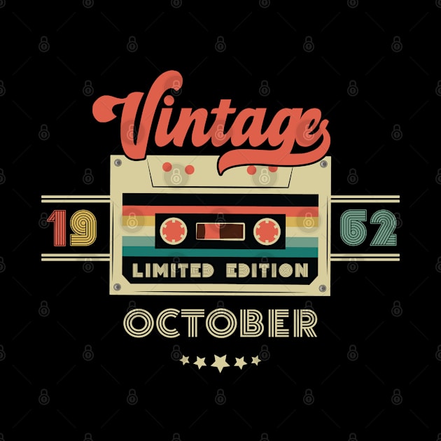 Vintage October 1962 Music Cassette - Limited Edition - 60 Years Old Birthday Gifts by Vixel Art