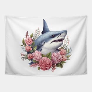 Pink Christmas Shark Tapestry