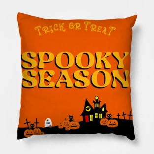 TRICK Or Treat Haunted House Spooky Season Halloween Pillow