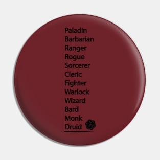 D&D Classes Pin