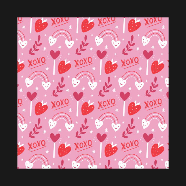 Pink Happy Love Valentine's Day Pattern by greenoriginals