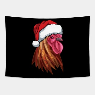 Christmas Santa Hat Chicken Tapestry