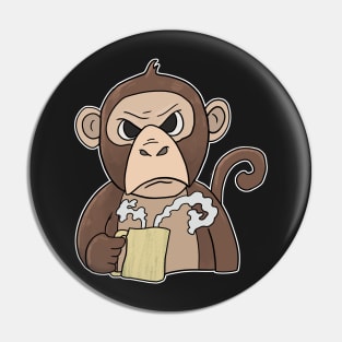 Grumpy little monkey with Coffee Morning Grouch Pin