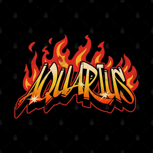 Aquarius Zodiac Retro Flames Birthday by Lavender Celeste