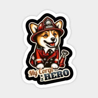 Corgi Fire fighter Magnet