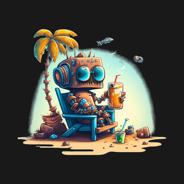 Retired robot under the palm tree by Kamila's Ideas