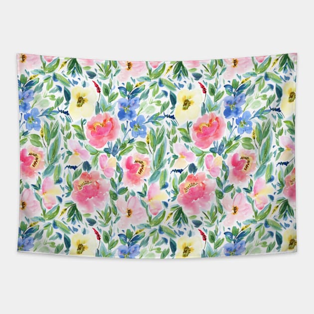 Watercolor painted floral print Tapestry by LThomasDesigns