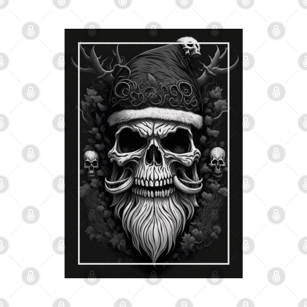 Skull black and white santa by NekerArt