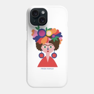 Frida kahlo portrait feminist mexican painter artist viva la vida colorful flower Phone Case