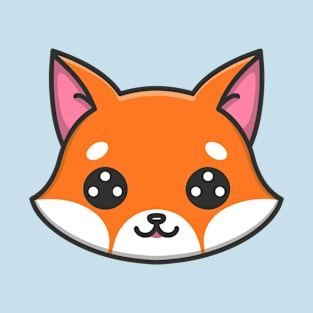 Cute Fox Face Kawaii Fox Head Illustration T-Shirt