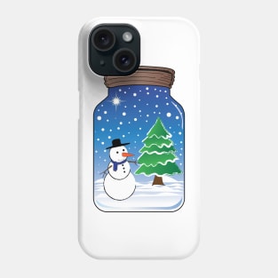 Snowman in a glass jar Phone Case